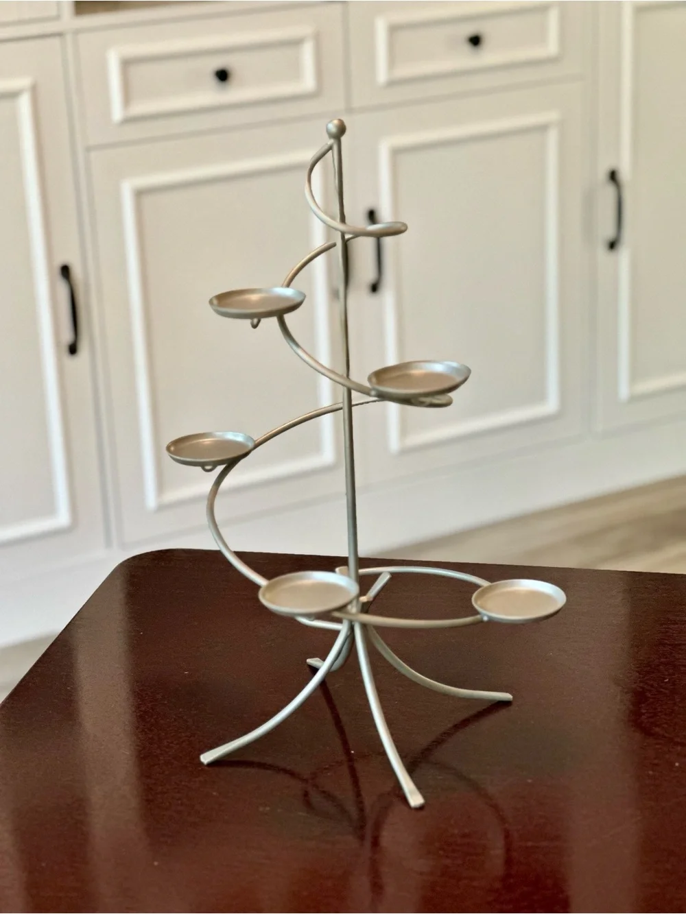 PartyLite Spiral Votive Candle Holder Tree w 6 Frosted Glass Cups - Picture 5 of 7